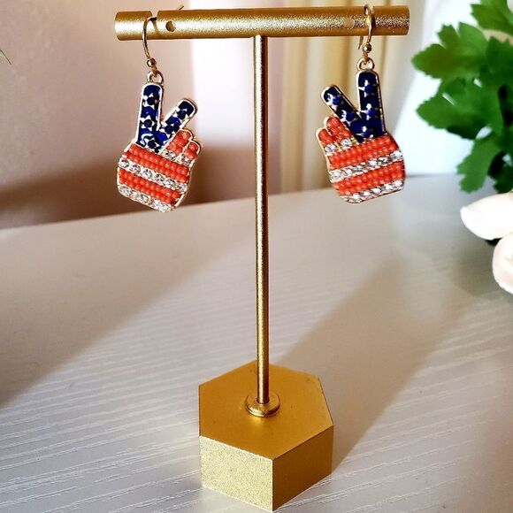 𝅺patriotic Peace Earrings USA - Picture 5 of 5